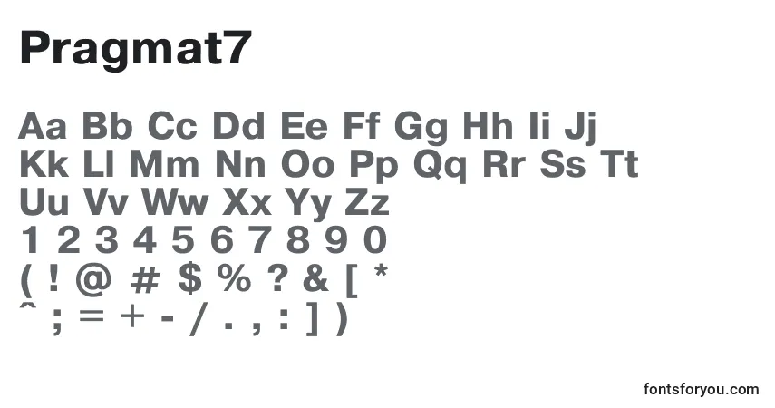 Schriftart Pragmat7 – Alphabet, Zahlen, spezielle Symbole
