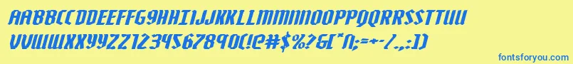 Zollernextraexpandital-Schriftart – Blaue Schriften auf gelbem Hintergrund