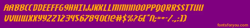 Zollernextraexpandital-fontti – oranssit fontit violetilla taustalla