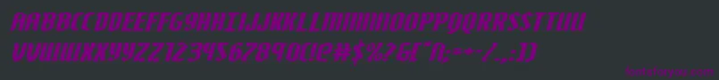 Zollernextraexpandital-Schriftart – Violette Schriften auf schwarzem Hintergrund