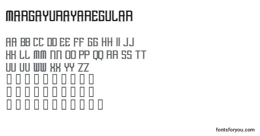 Schriftart MargayurayaRegular – Alphabet, Zahlen, spezielle Symbole