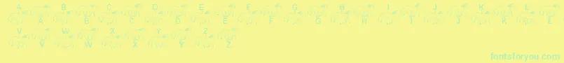 LmsMerryGoRound-Schriftart – Grüne Schriften auf gelbem Hintergrund
