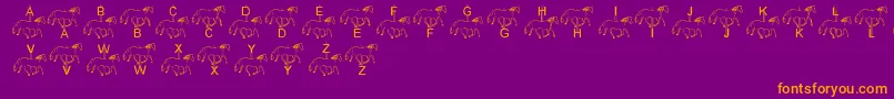Weitere Informationen zur LmsMerryGoRound-Schriftart LmsMerryGoRound-Schriftart – Orangefarbene Schriften auf violettem Hintergrund