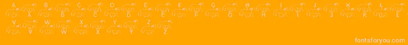 LmsMerryGoRound-Schriftart – Rosa Schriften auf orangefarbenem Hintergrund