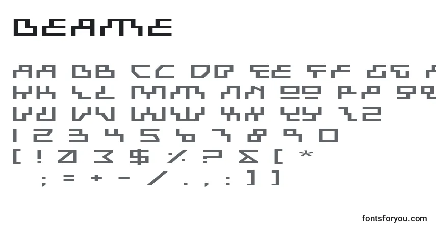 A fonte Beame – alfabeto, números, caracteres especiais