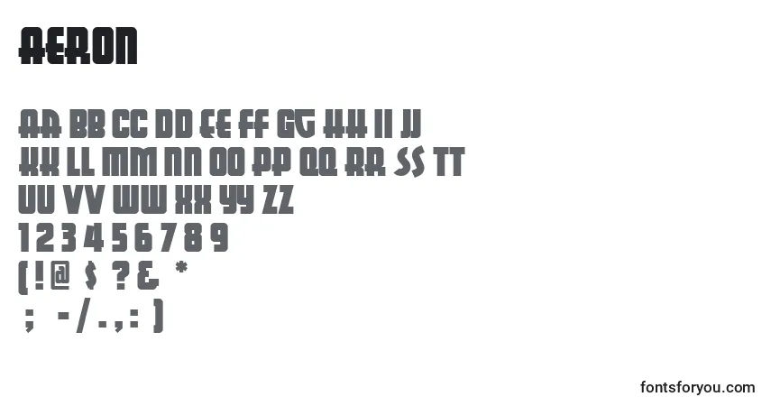 Schriftart Aeron – Alphabet, Zahlen, spezielle Symbole