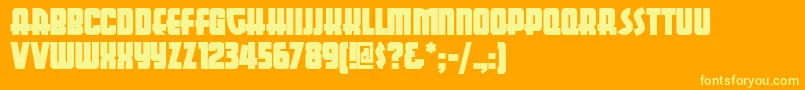 Aeron-Schriftart – Gelbe Schriften auf orangefarbenem Hintergrund