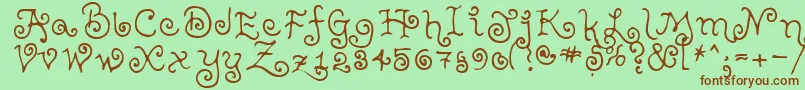フォントTeenageGirl2 – 緑の背景に茶色のフォント