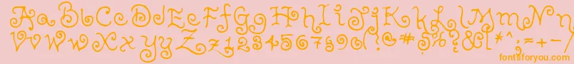 TeenageGirl2-Schriftart – Orangefarbene Schriften auf rosa Hintergrund