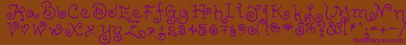 TeenageGirl2-Schriftart – Violette Schriften auf braunem Hintergrund