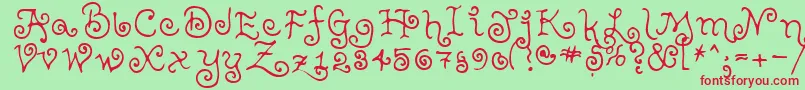 Fonte TeenageGirl2 – fontes vermelhas em um fundo verde
