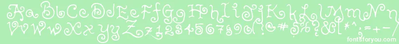 TeenageGirl2-Schriftart – Weiße Schriften auf grünem Hintergrund