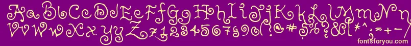 TeenageGirl2-Schriftart – Gelbe Schriften auf violettem Hintergrund