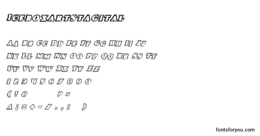 Schriftart Iceboxartstagital – Alphabet, Zahlen, spezielle Symbole