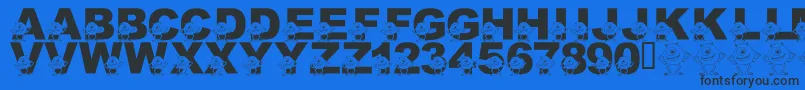 Шрифт LmsGooglyBear – чёрные шрифты на синем фоне