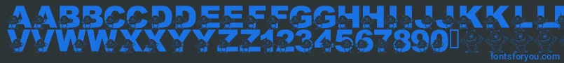 フォントLmsGooglyBear – 黒い背景に青い文字