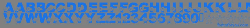 LmsGooglyBear-Schriftart – Blaue Schriften auf grauem Hintergrund