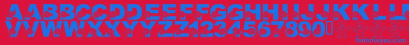 Czcionka LmsGooglyBear – niebieskie czcionki na czerwonym tle