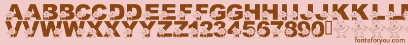 LmsGooglyBear-fontti – ruskeat fontit vaaleanpunaisella taustalla