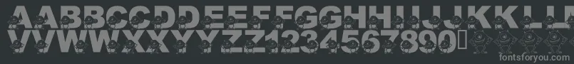 LmsGooglyBear-fontti – harmaat kirjasimet mustalla taustalla