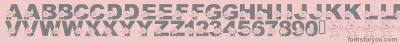 フォントLmsGooglyBear – ピンクの背景に灰色の文字