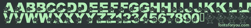 LmsGooglyBear-fontti – vihreät fontit mustalla taustalla