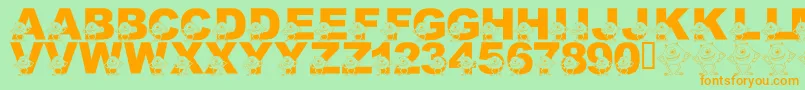 LmsGooglyBear Font – Orange Fonts on Green Background
