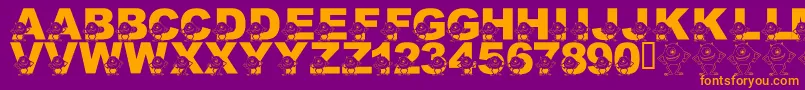Шрифт LmsGooglyBear – оранжевые шрифты на фиолетовом фоне