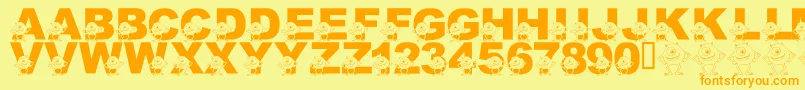 Czcionka LmsGooglyBear – pomarańczowe czcionki na żółtym tle