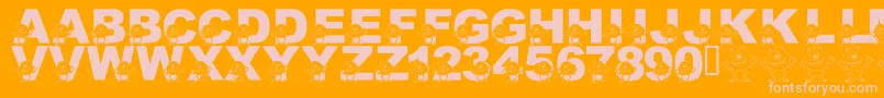 LmsGooglyBear-fontti – vaaleanpunaiset fontit oranssilla taustalla
