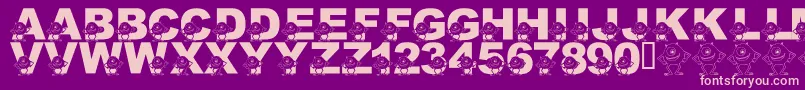 フォントLmsGooglyBear – 紫の背景にピンクのフォント