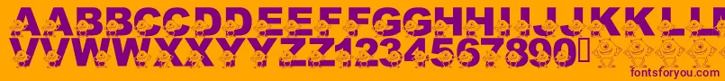 LmsGooglyBear-fontti – violetit fontit oranssilla taustalla