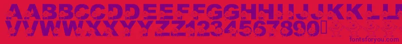 Шрифт LmsGooglyBear – фиолетовые шрифты на красном фоне