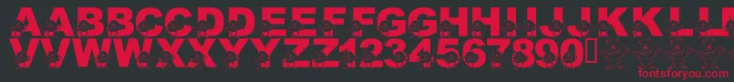LmsGooglyBear-fontti – punaiset fontit mustalla taustalla
