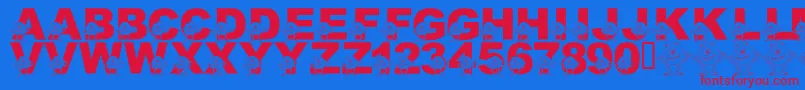 フォントLmsGooglyBear – 赤い文字の青い背景