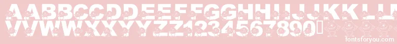 Czcionka LmsGooglyBear – białe czcionki na różowym tle