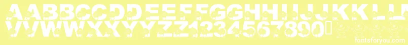 Czcionka LmsGooglyBear – białe czcionki na żółtym tle