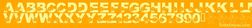 Шрифт LmsGooglyBear – жёлтые шрифты на оранжевом фоне
