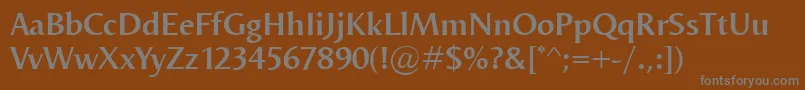 OdenseDemi-fontti – harmaat kirjasimet ruskealla taustalla