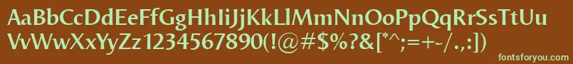 OdenseDemi-fontti – vihreät fontit ruskealla taustalla