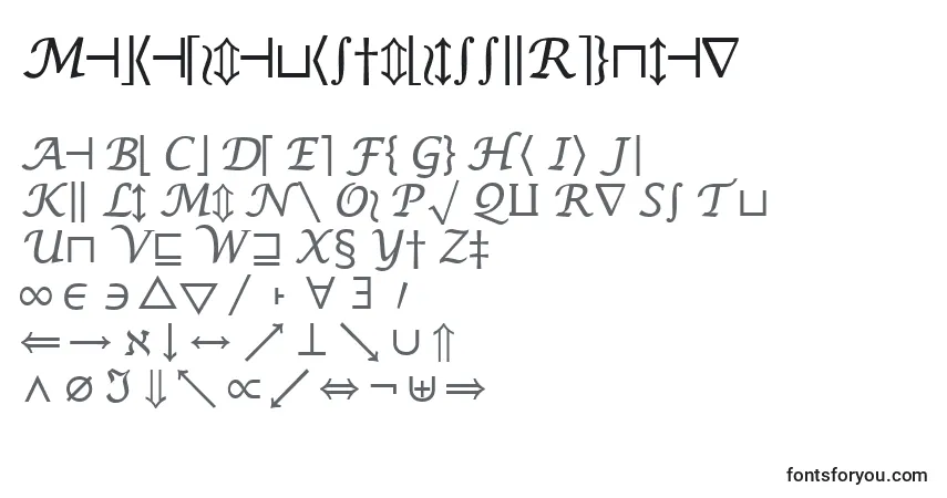A fonte MachadomathsymbolsskRegular – alfabeto, números, caracteres especiais