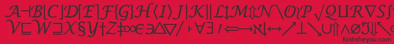 Czcionka MachadomathsymbolsskRegular – czarne czcionki na czerwonym tle
