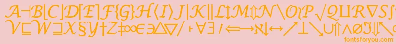 フォントMachadomathsymbolsskRegular – オレンジの文字がピンクの背景にあります。