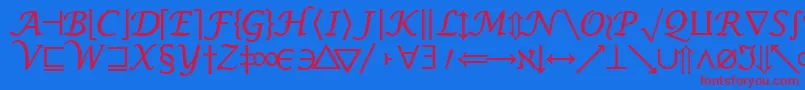 MachadomathsymbolsskRegular Font – Red Fonts on Blue Background