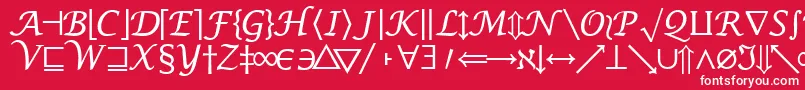 Czcionka MachadomathsymbolsskRegular – białe czcionki na czerwonym tle