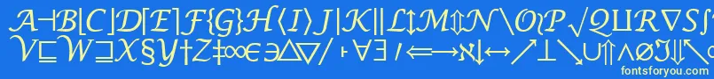 Czcionka MachadomathsymbolsskRegular – żółte czcionki na niebieskim tle