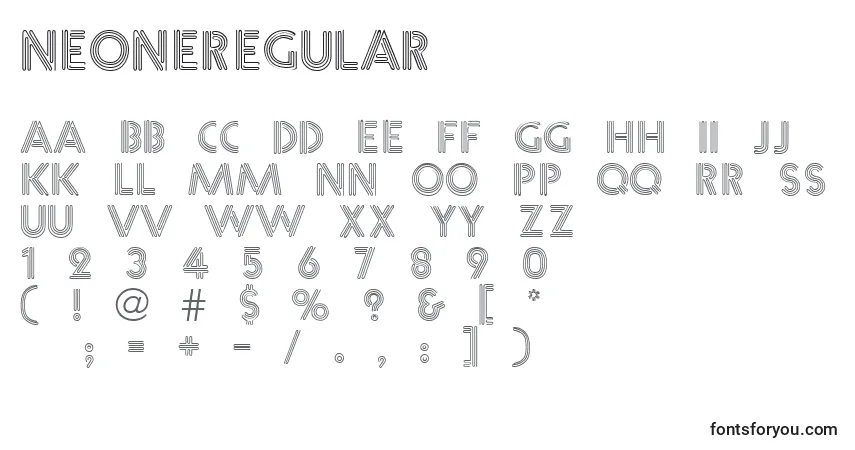 Шрифт NeoneRegular – алфавит, цифры, специальные символы