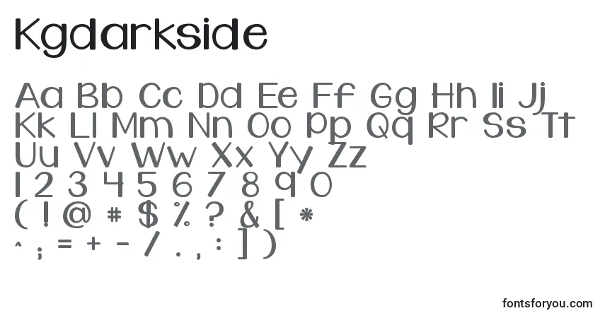 Шрифт Kgdarkside – алфавит, цифры, специальные символы
