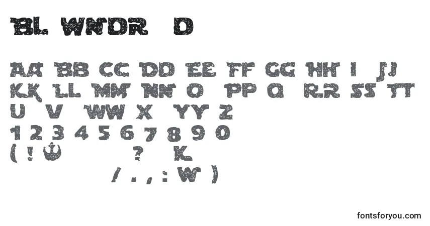Schriftart Blowndroid – Alphabet, Zahlen, spezielle Symbole