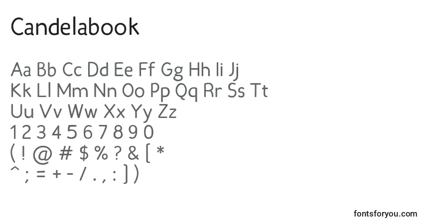 A fonte Candelabook – alfabeto, números, caracteres especiais